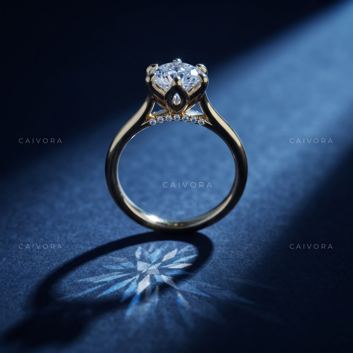 Moval Cut Hidden Halo Pavé Tulip Engagement Ring
