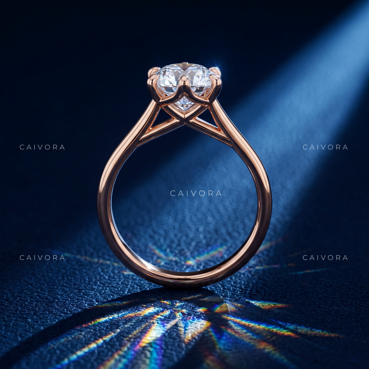 Modern Tapered Cathedral Engagement Ring Highlighting a Hexagon Cut Diamond
