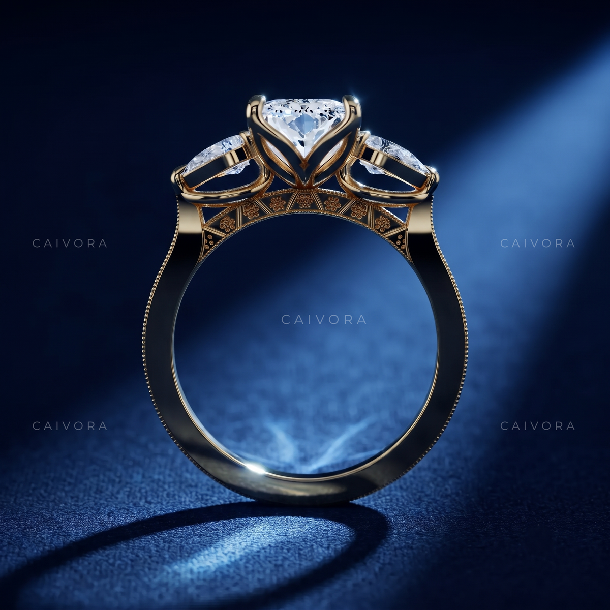 Radiant Cut Tulip Setting Engagement Ring with Diamond Accents
