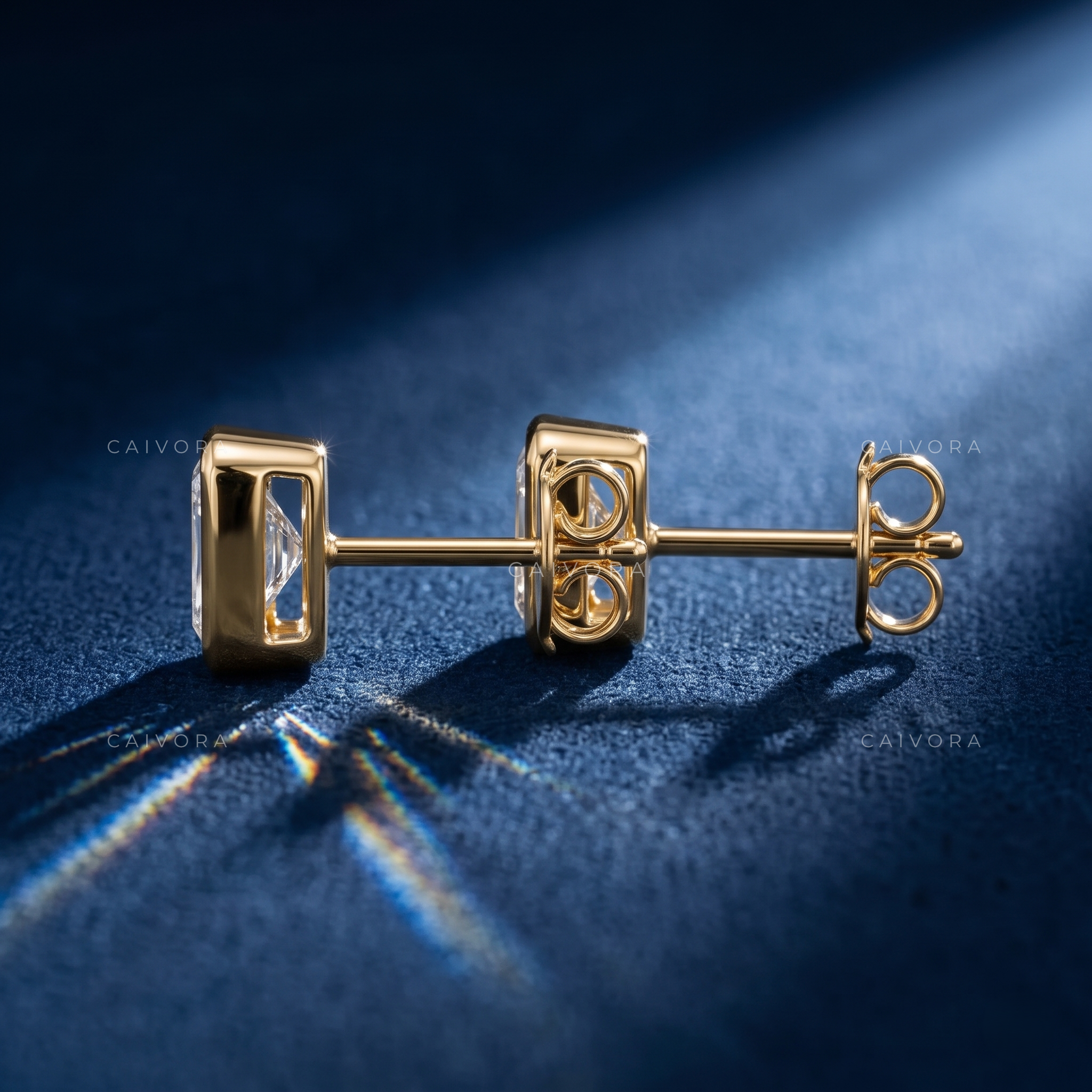 Solenne Radiant Bezel Stud Earrings