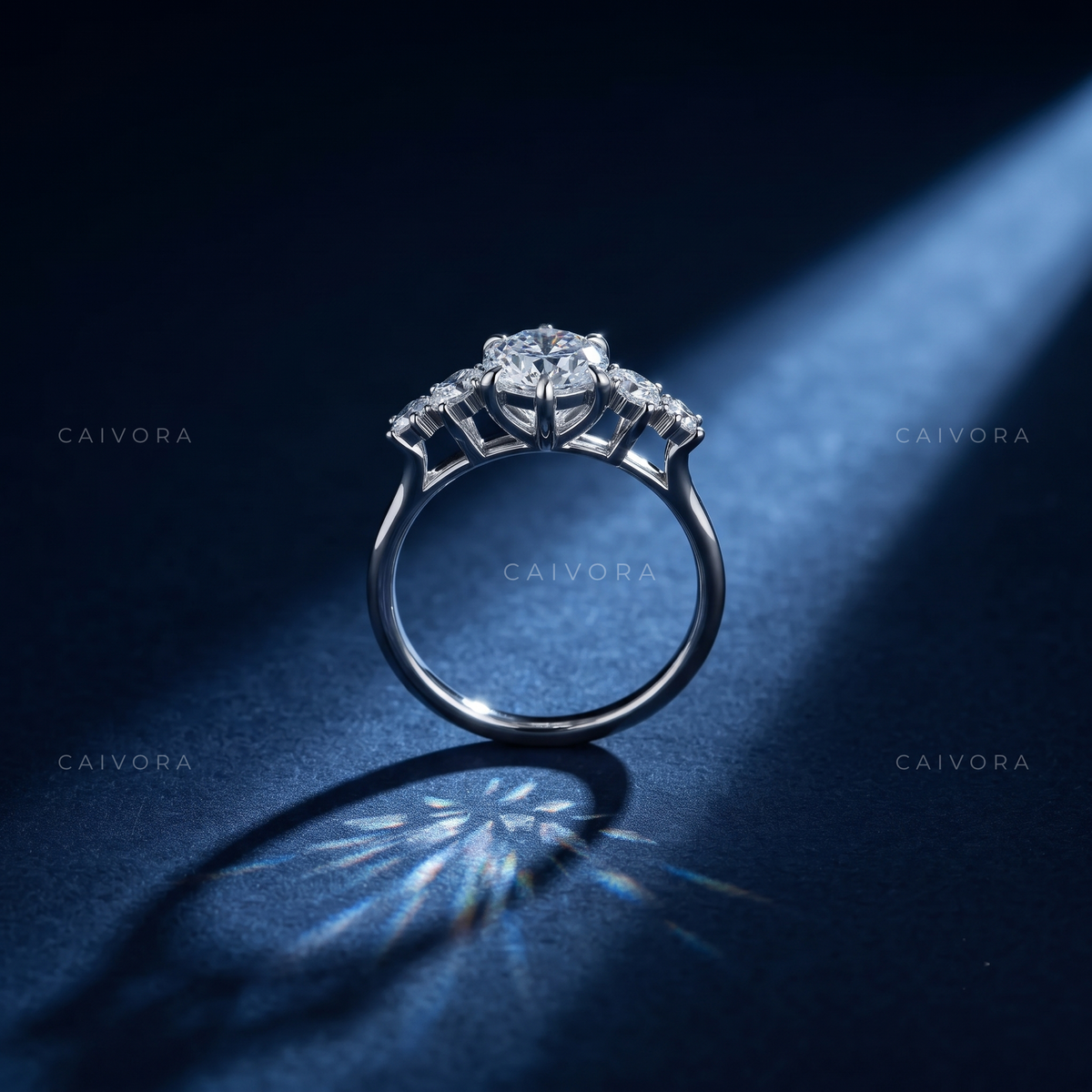 Pear Shaped Diamond Elongated Engagement Ring with Claw Prongs