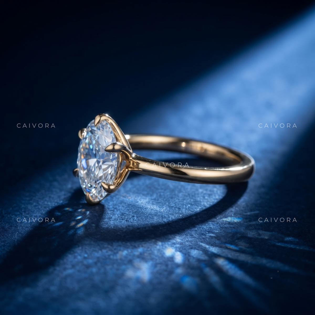 Classic Tapered Cathedral Engagement Ring Centered on a Round Cut Diamond