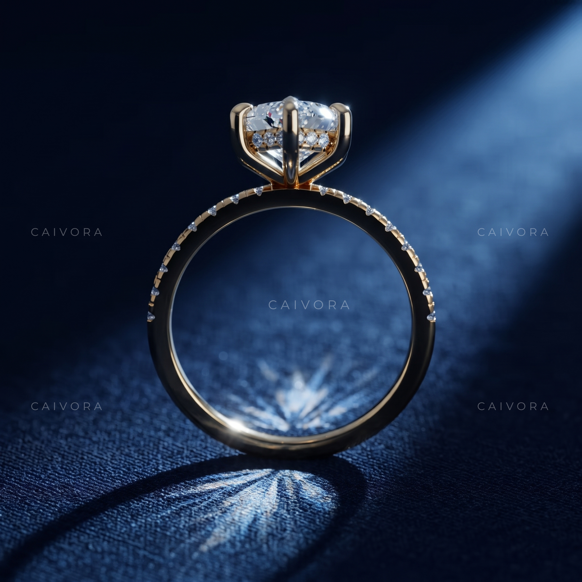 Modern Twist Band Engagement Ring with Hexagon Cut Center Diamond