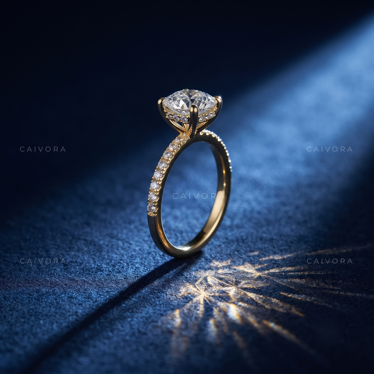 Classic Round Pave Hidden Halo Engagement Ring
