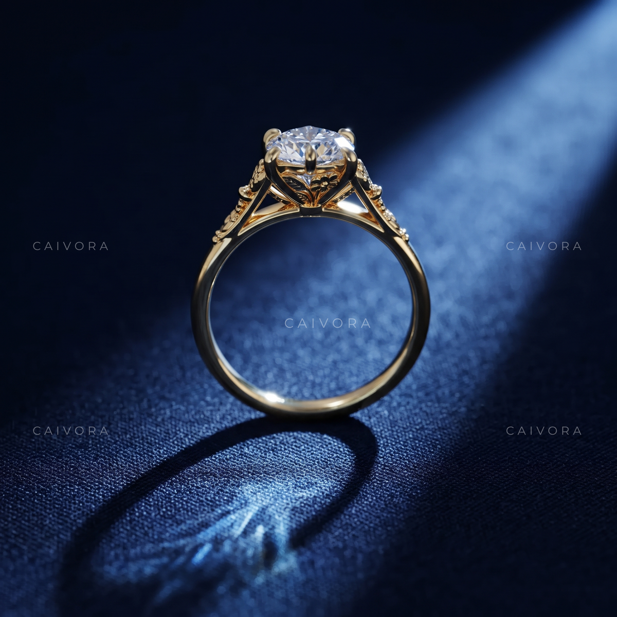 Elara Contour Engagement Ring with Marquise Diamond