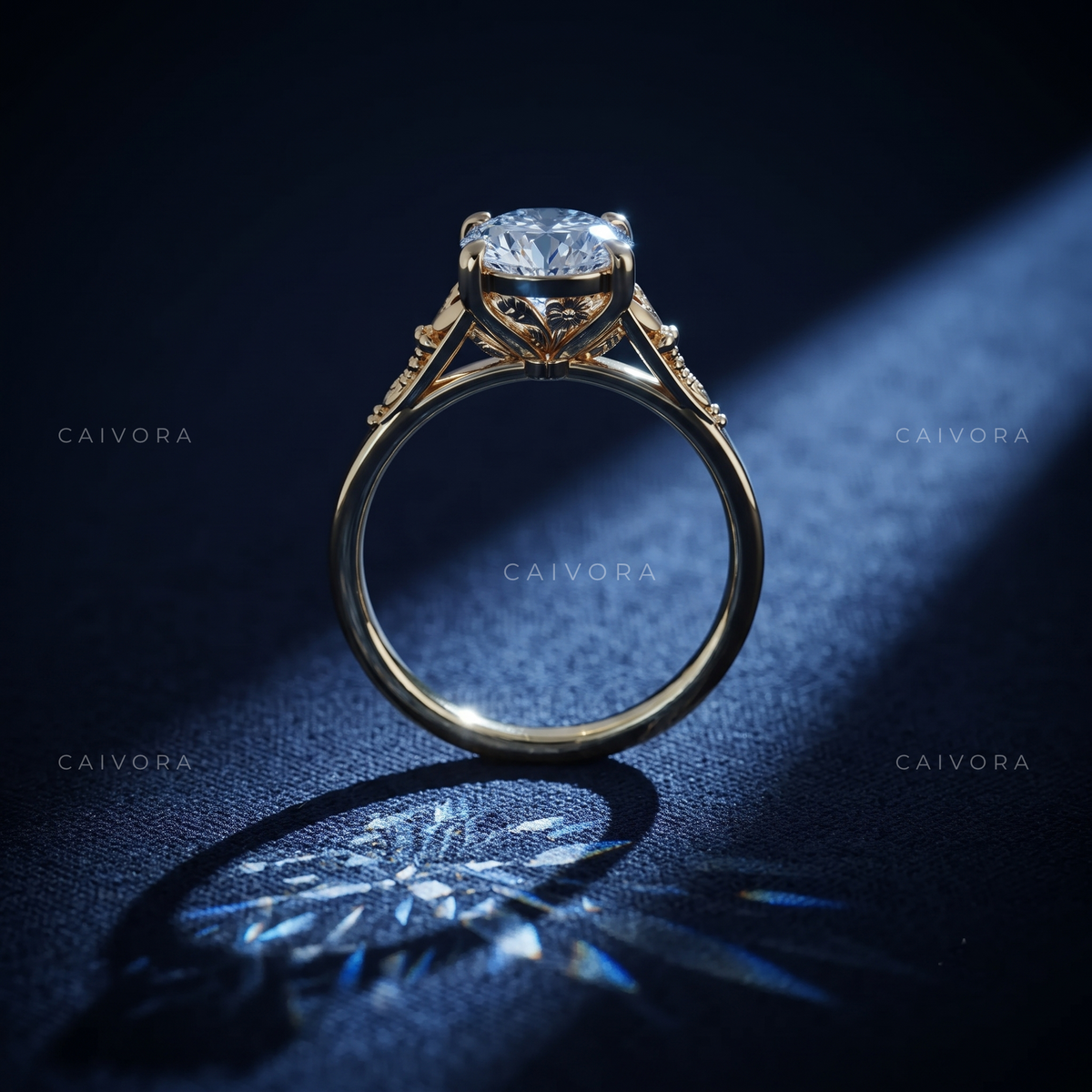 Valleria Sculpted Engagement Ring with an Elongated Cushion Diamond