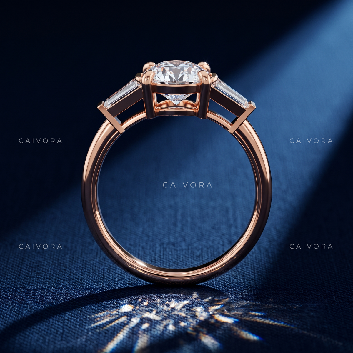 Distinctive Curves with a Moval Cut Center Diamond