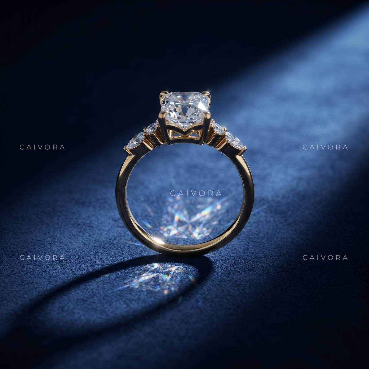 Distinctive Triana Engagement Ring Showcasing an Asscher Cut Diamond