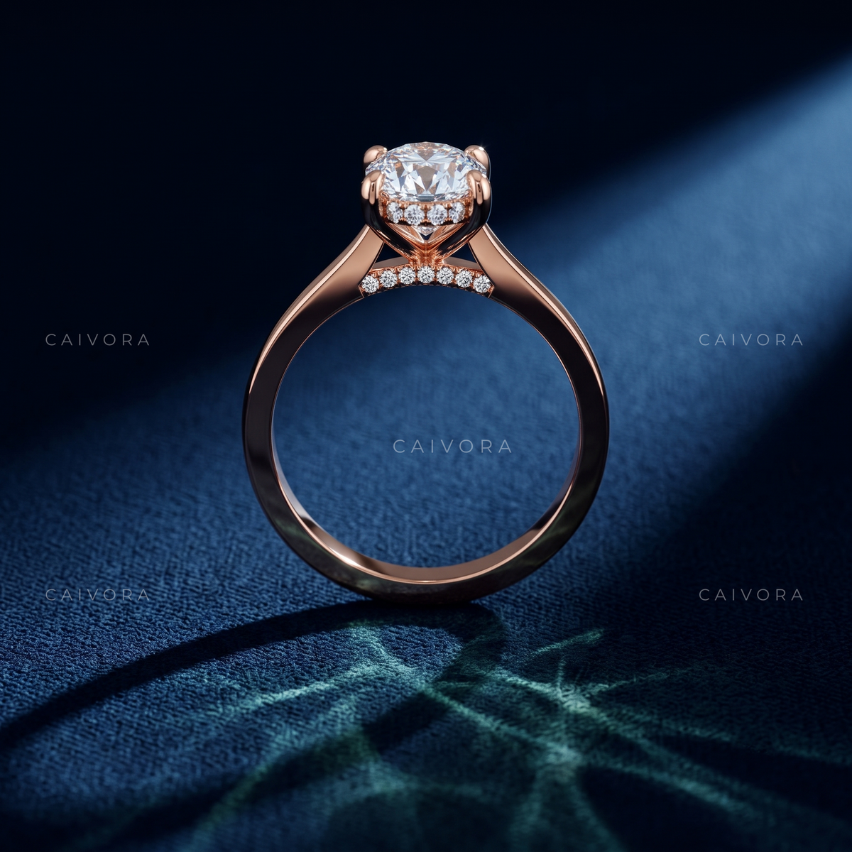 Moval Diamond Modern Architectural Engagement Ring