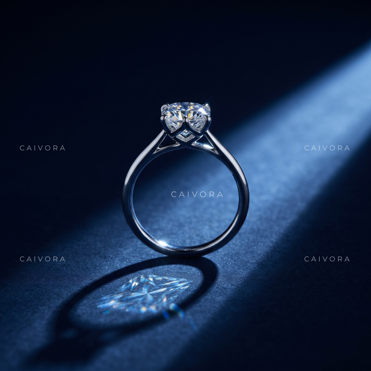Distinctive Tapered Cathedral Engagement Ring with a Marquise Cut Diamond