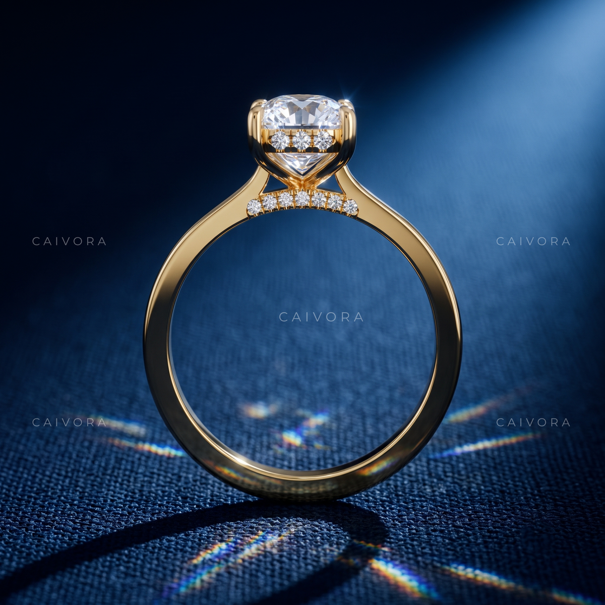 Old Mine Cut Diamond Architectural Engagement Ring