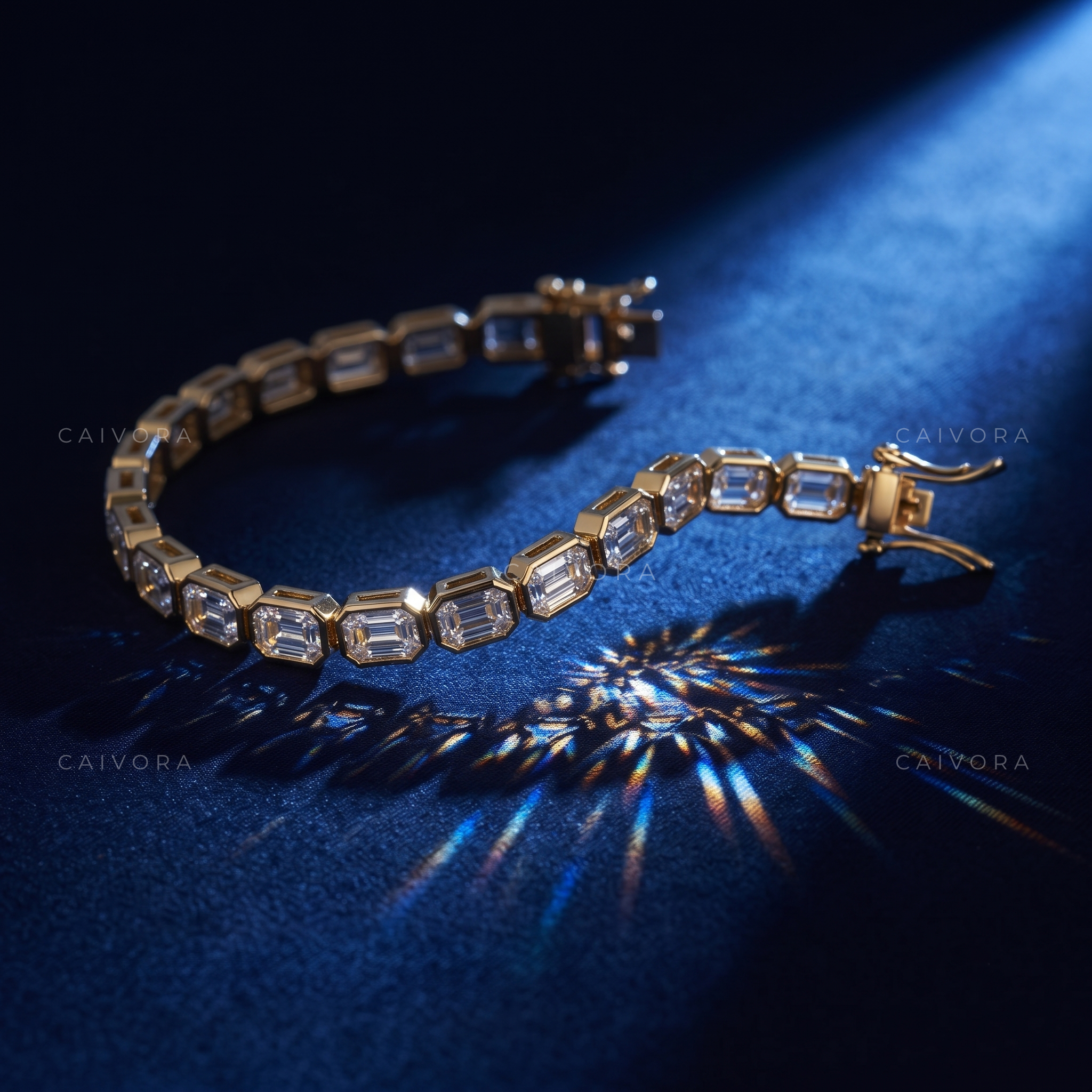 Emerald Cut Bezel Tennis Bracelet