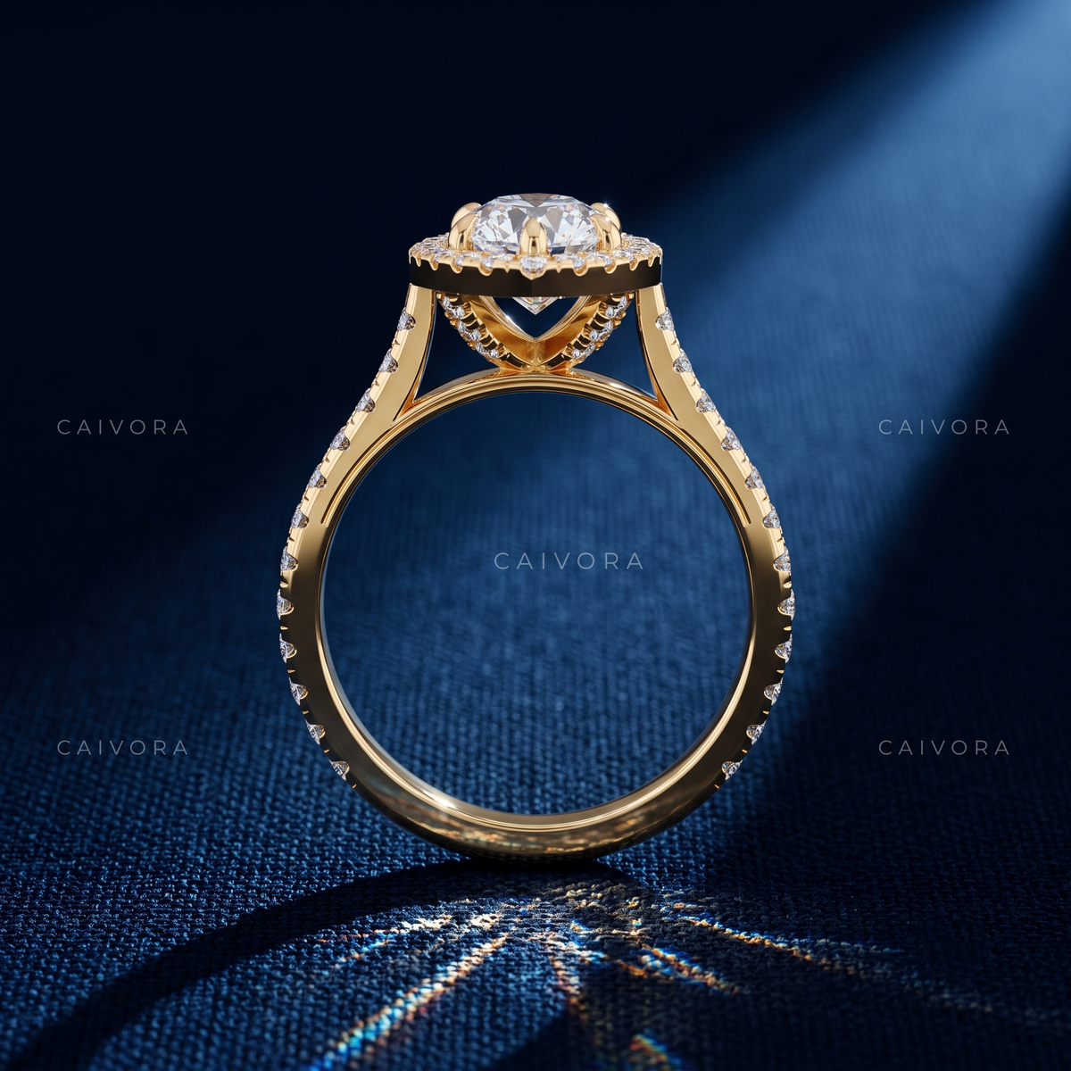 Sophisticated Halo Engagement Ring with Marquise Diamond & Pavé Accents
