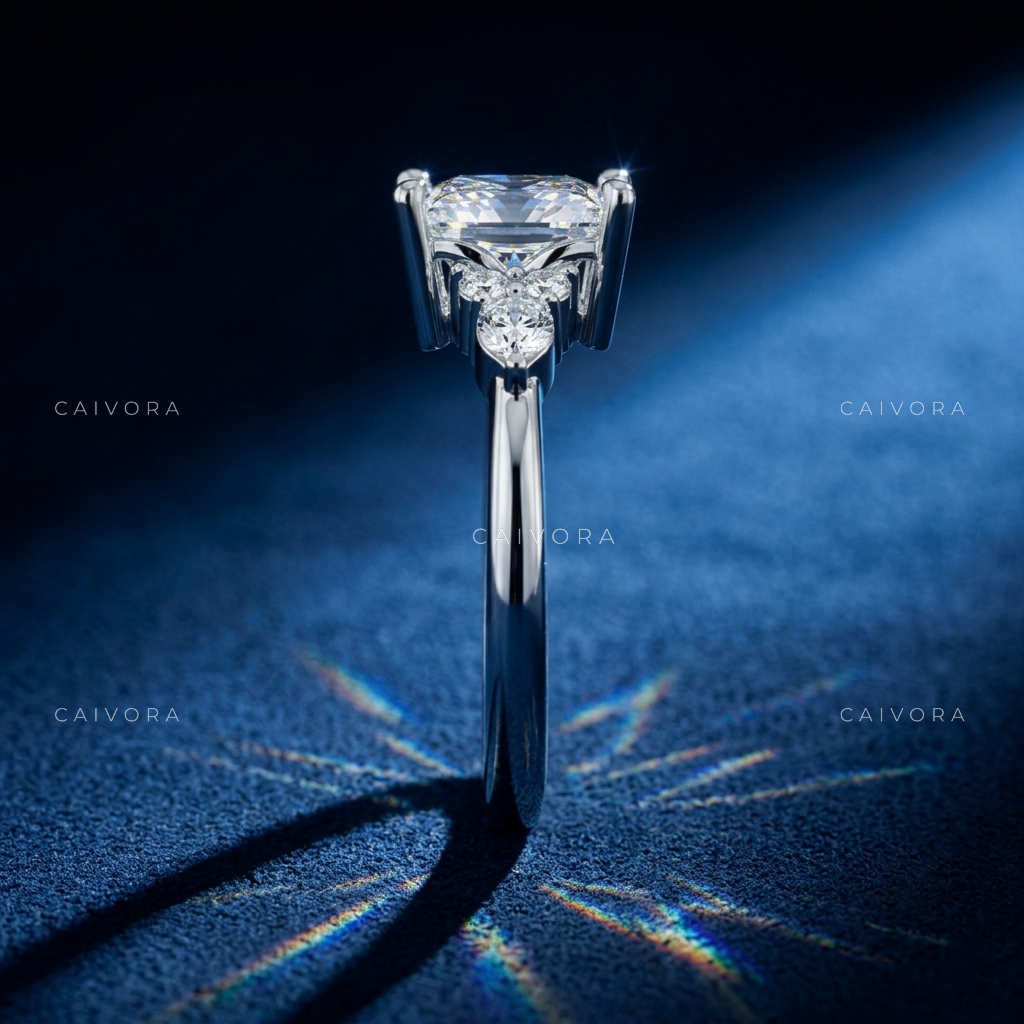 Latin-Inspired Diamond Engagement Ring Featuring an Asscher Cut Center