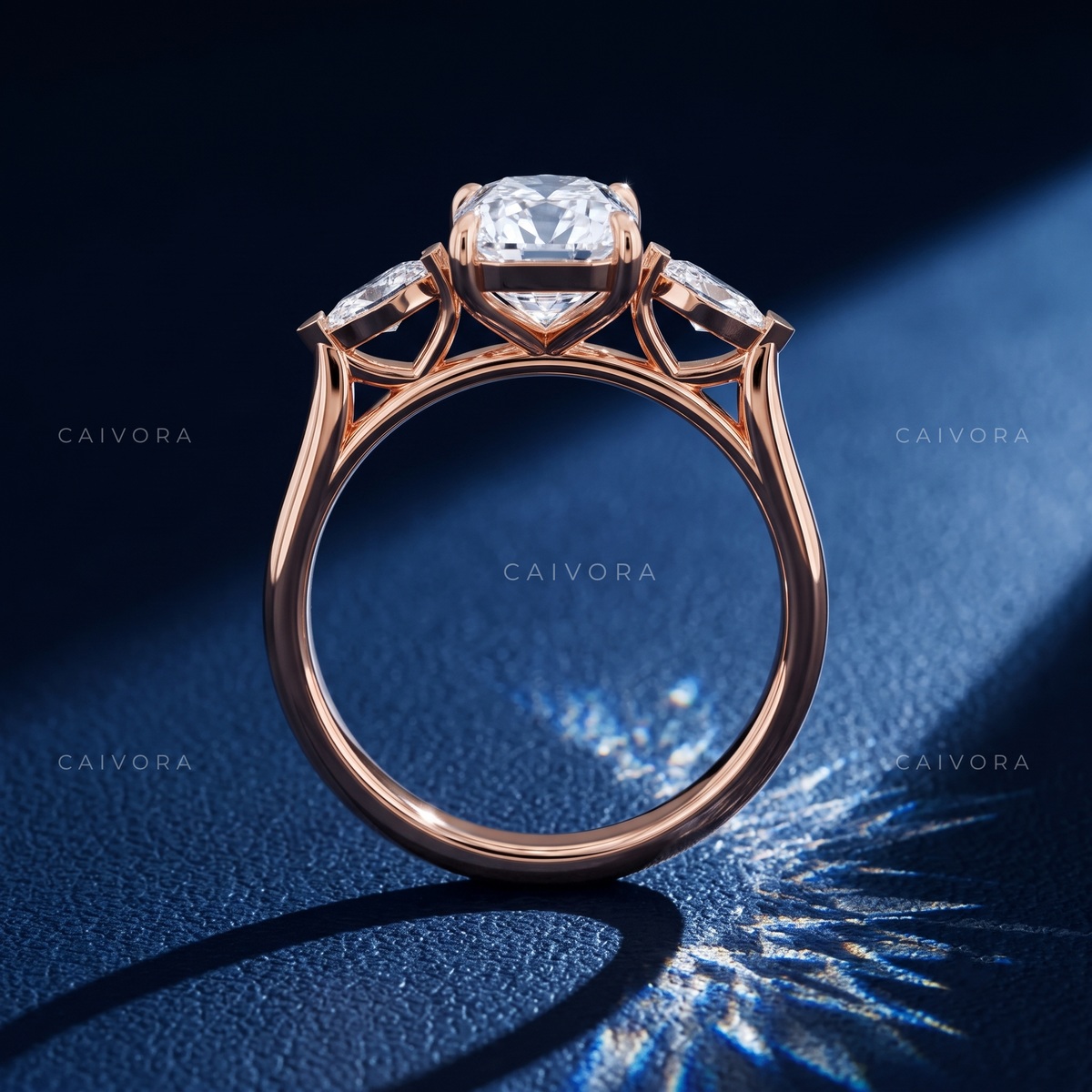 Vintage Three Stone Engagement Ring with Old Mine Diamond & Kite Accents