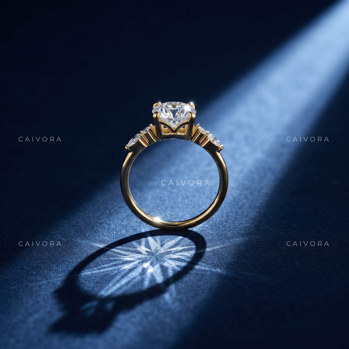 Distinctive Triana Engagement Ring with a Round Cut Center Diamond