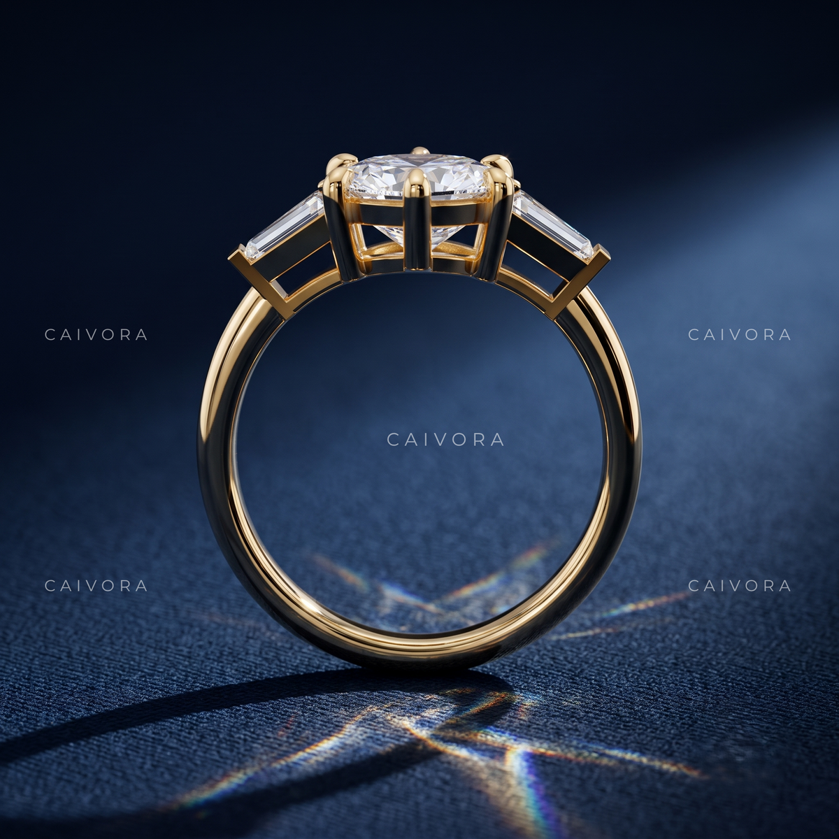 Sculptural Elegance with a Hexagonal Marquise Center
