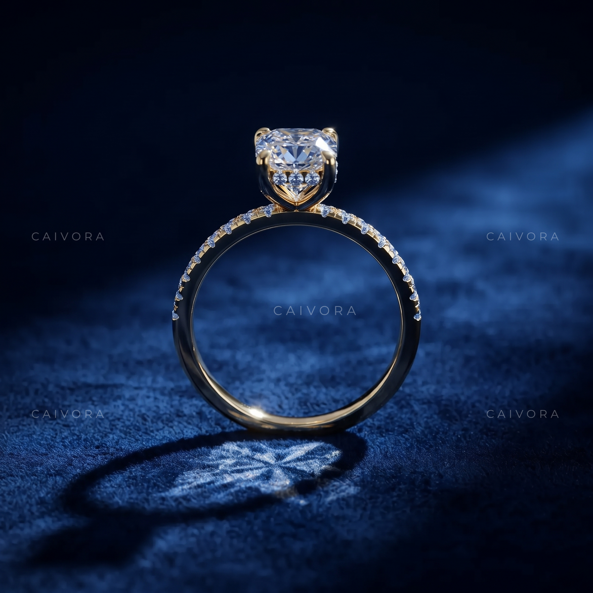 Cushion Cut Cathedral Pave Engagement Ring