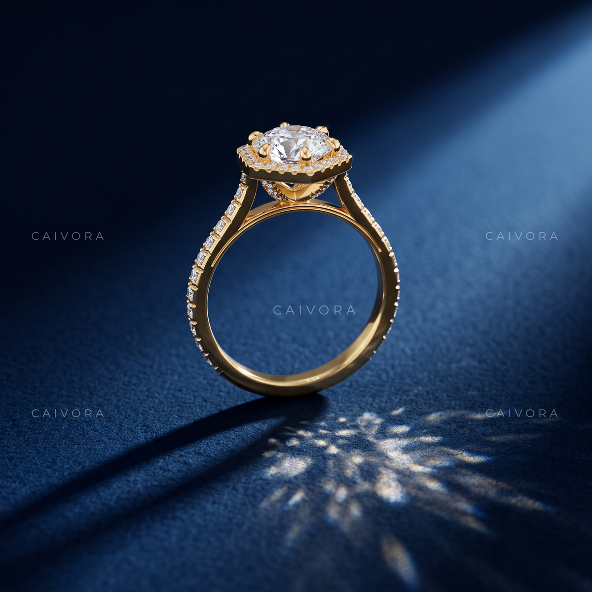 Elegant Dutch Marquise Halo Engagement Ring with Pavé Diamonds