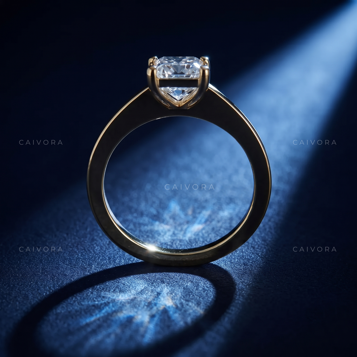 Emerald Cut Channel Setting Engagement Ring with Baguette Accents