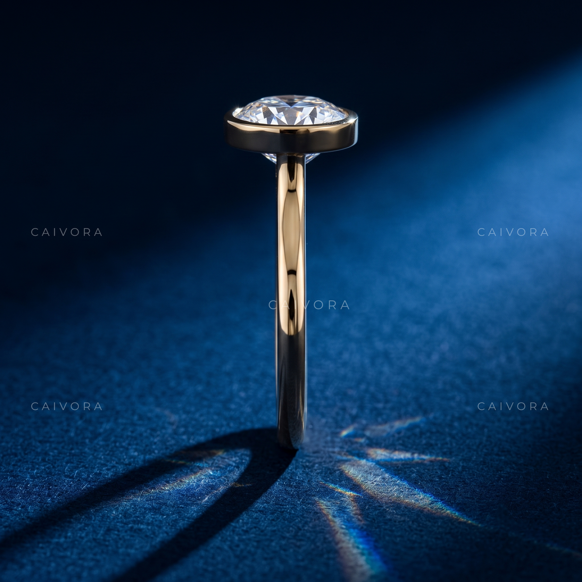 Round Bezel Set Solitaire Engagement Ring