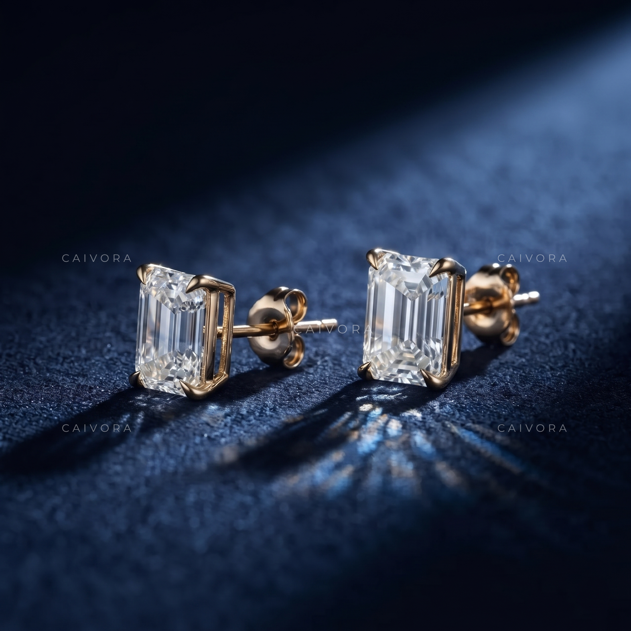 Geometric Silhouette Emerald-Cut Fine Studs