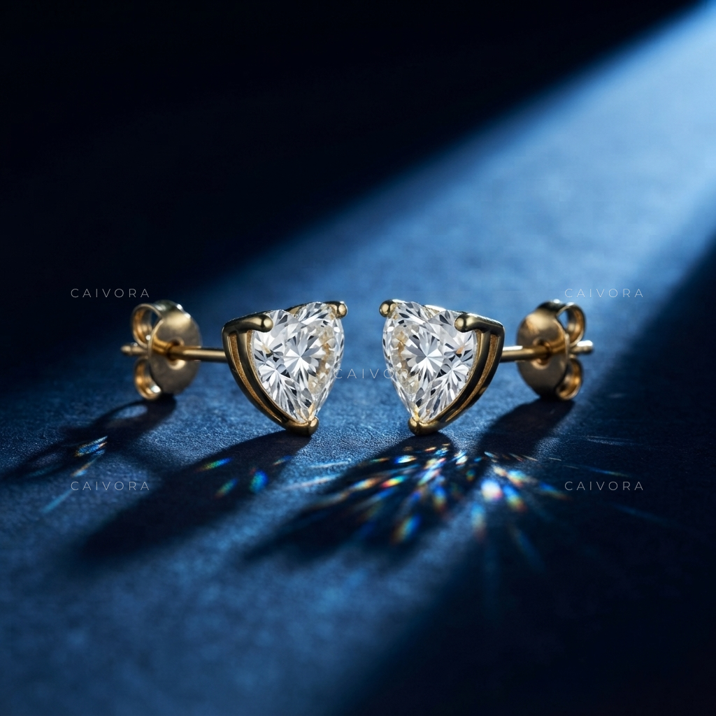 Luminous Heart 3-Prong Lab-Grown Diamond Stud Earrings