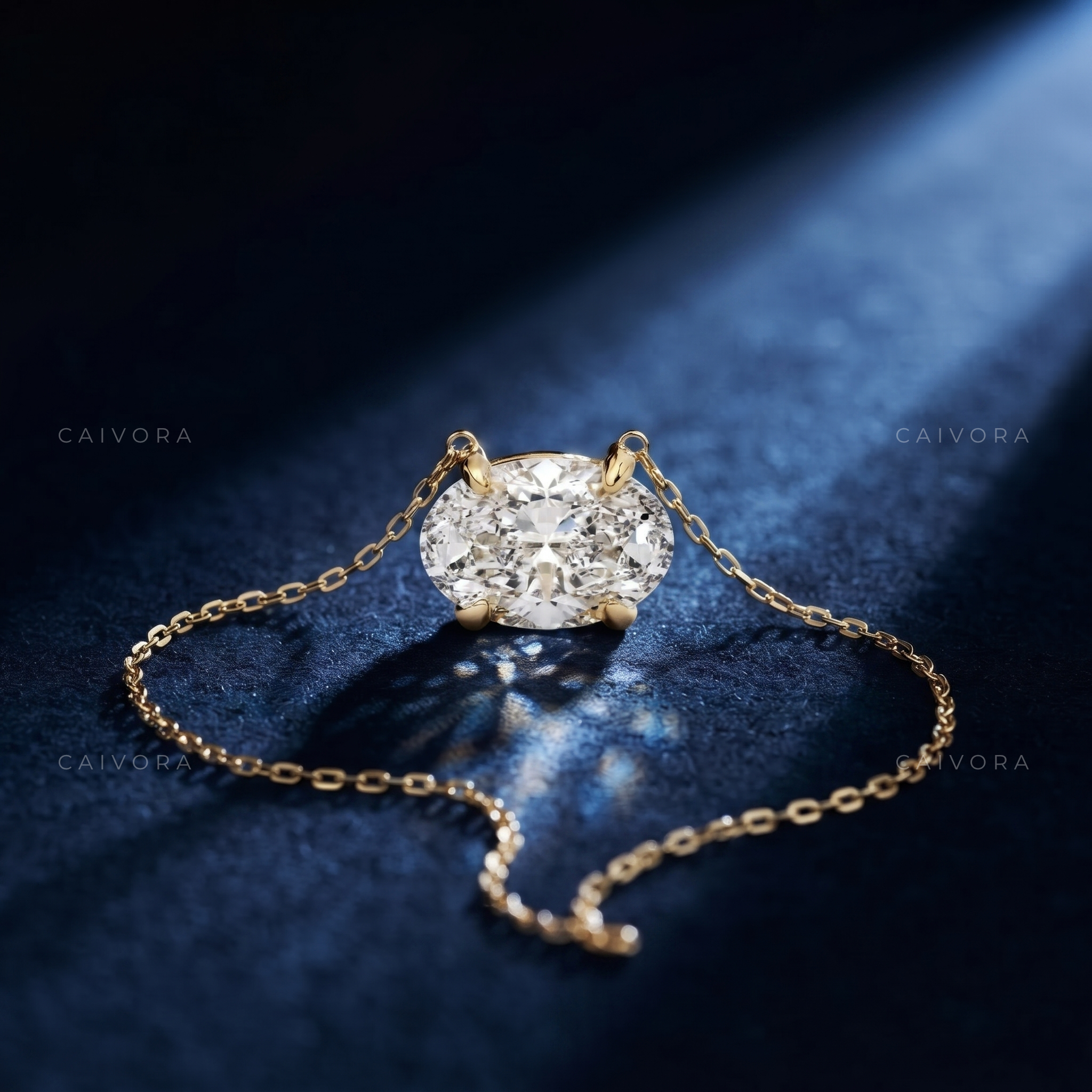 Oval Lab-Grown Diamond Solitaire Pendant Necklace