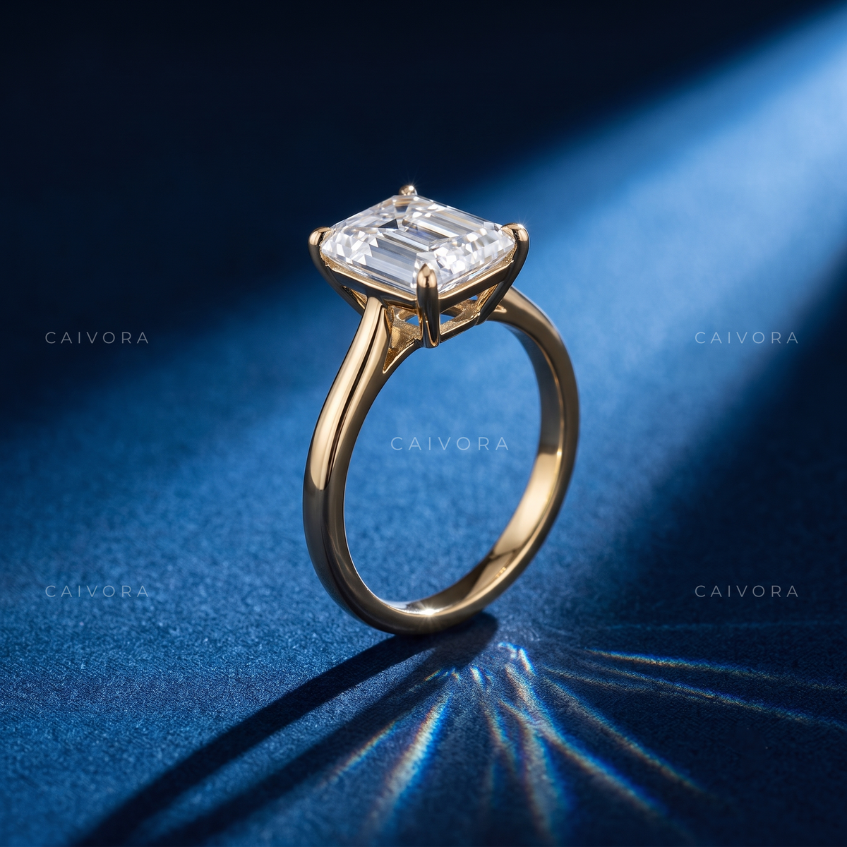 Emerald Cut Hidden Halo Pavé Tulip Engagement Ring