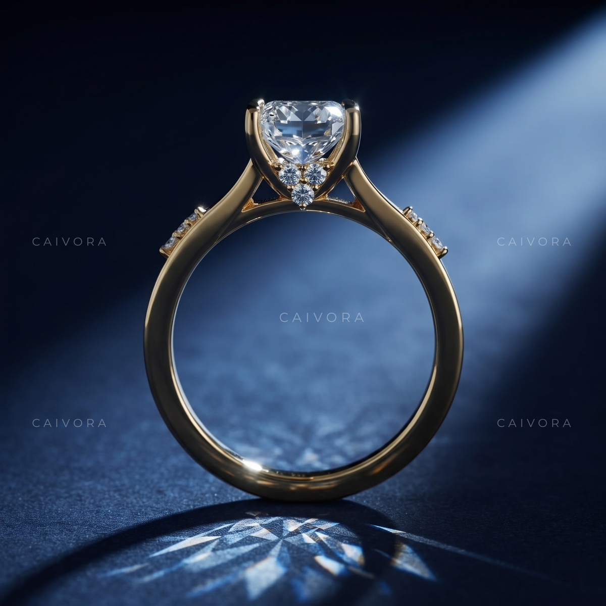 Radiant cut Diamond Ring with Graceful Twist Setting