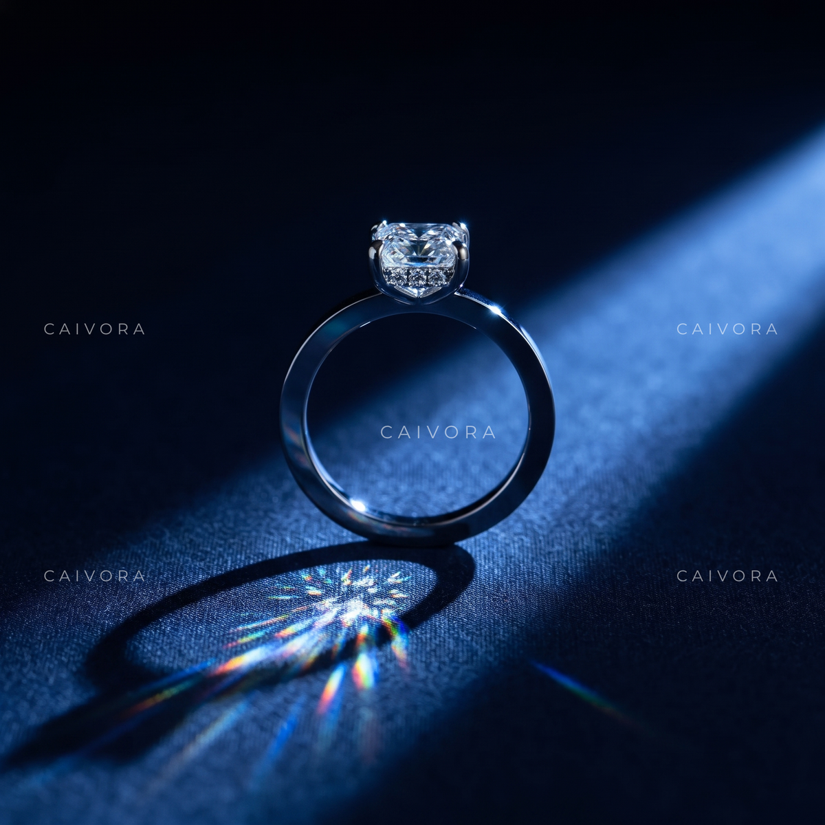 Eternal Spark Kosina Engagement Ring with a Radiant Cut Diamond