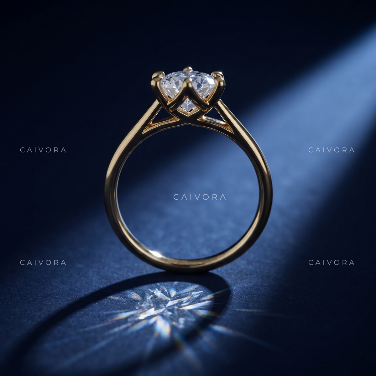 Architectural Tapered Cathedral Engagement Ring Featuring a Hexagon Cut Center