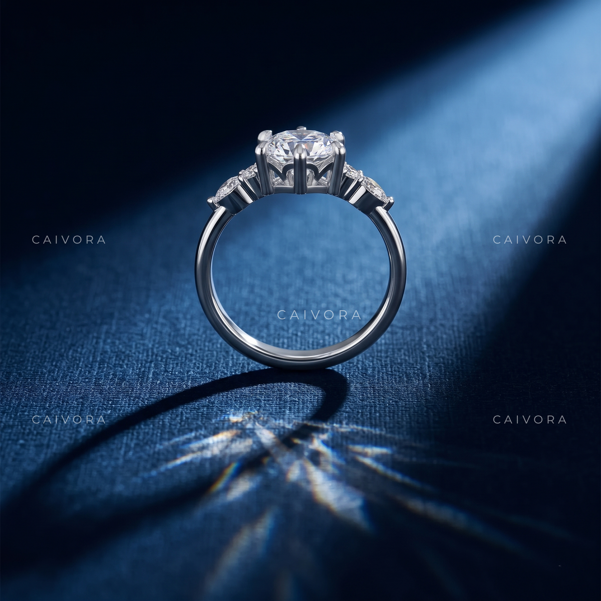 Modern Artisan Engagement Ring with a Hexagon Cut Center Diamond