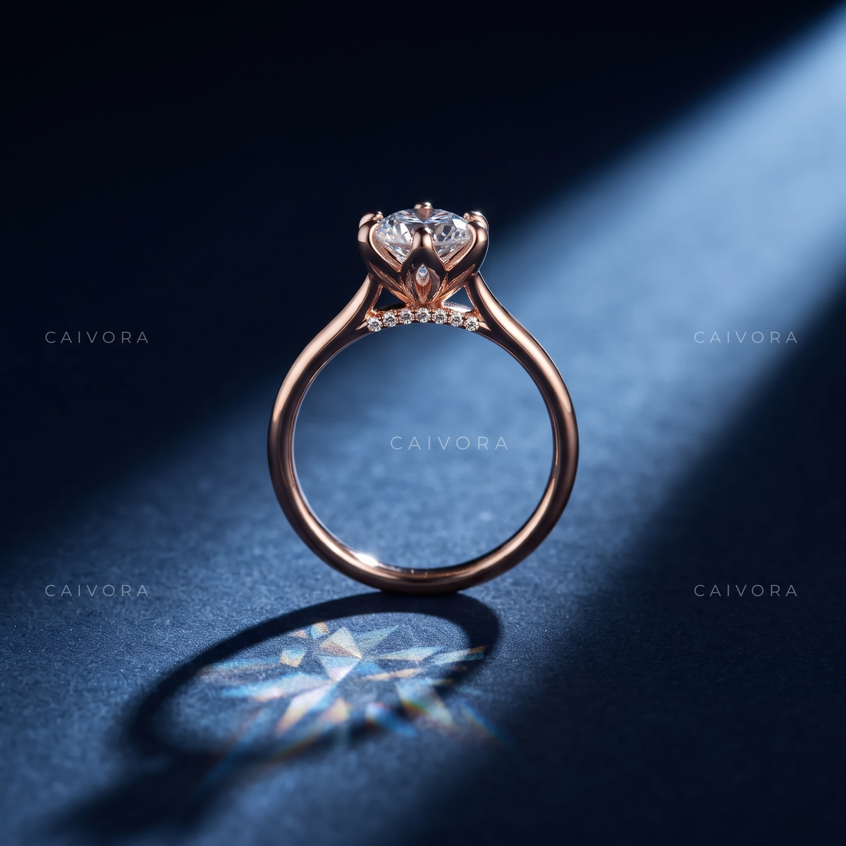Hexagon Cut Hidden Halo Pavé Tulip Engagement Ring