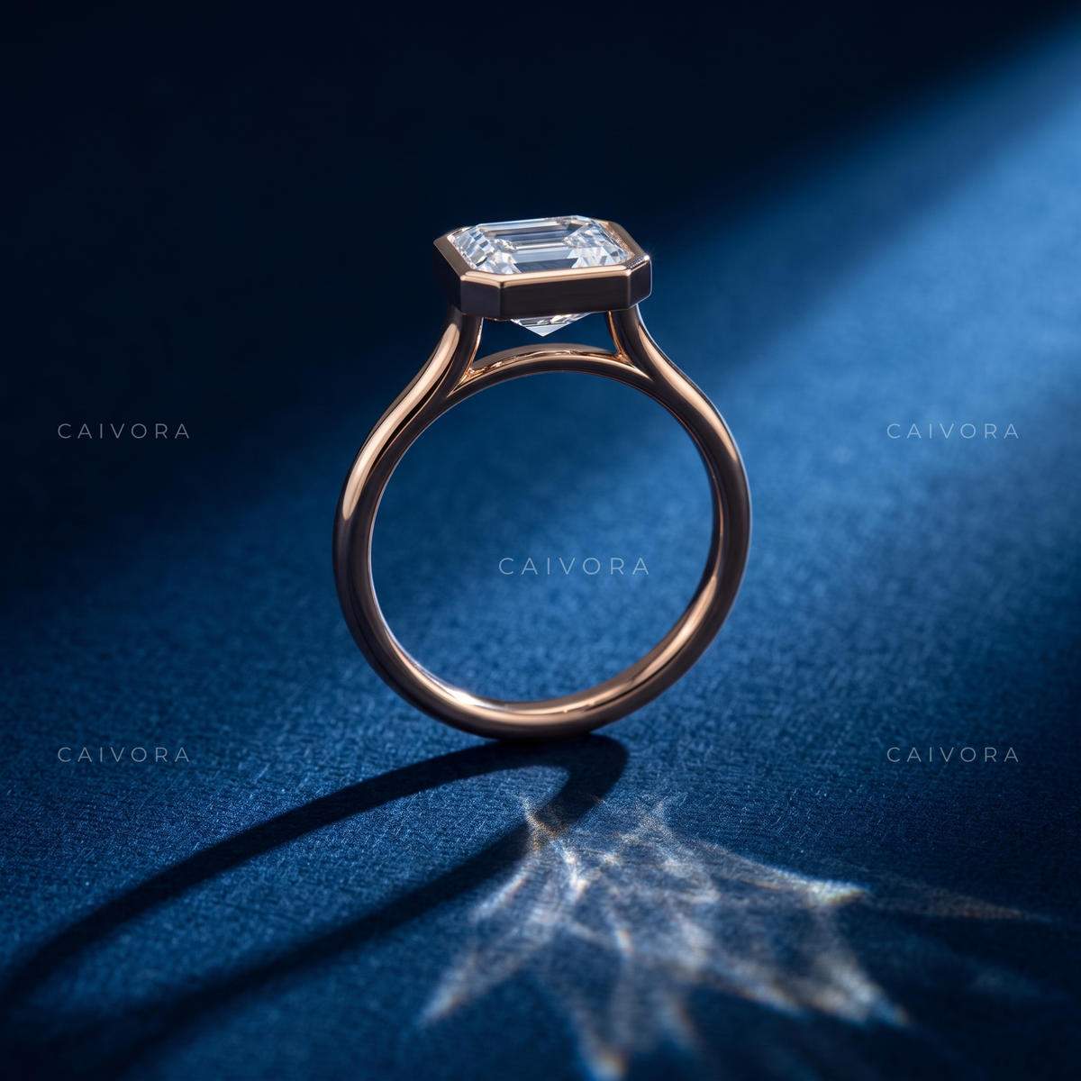 Vintage Asscher Diamond Bezel Engagement Ring