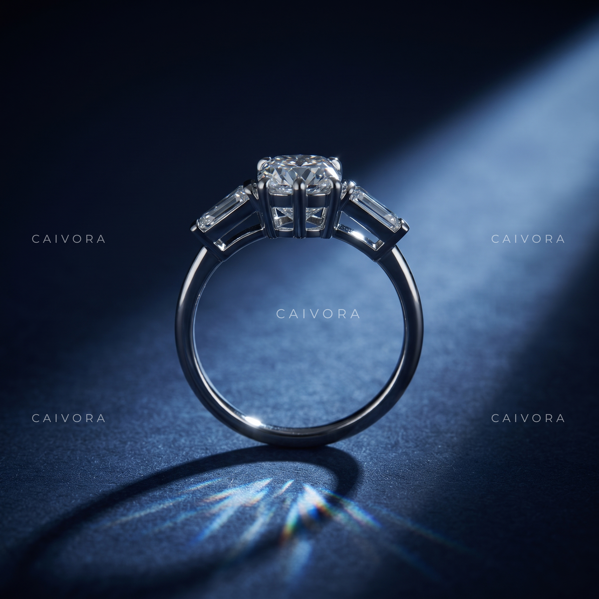 Graceful Contours with a Pear Cut Center Diamond
