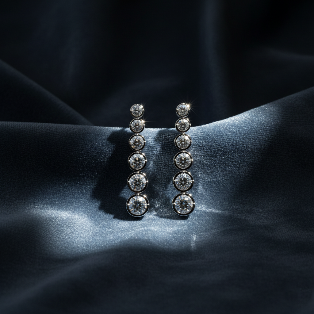 Elegant Graduated Diamond Dangle Drop Earrings
