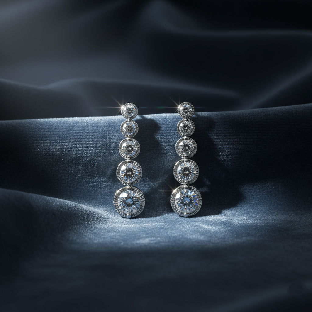 Elegant Diamond Drop Earrings with Milgrain