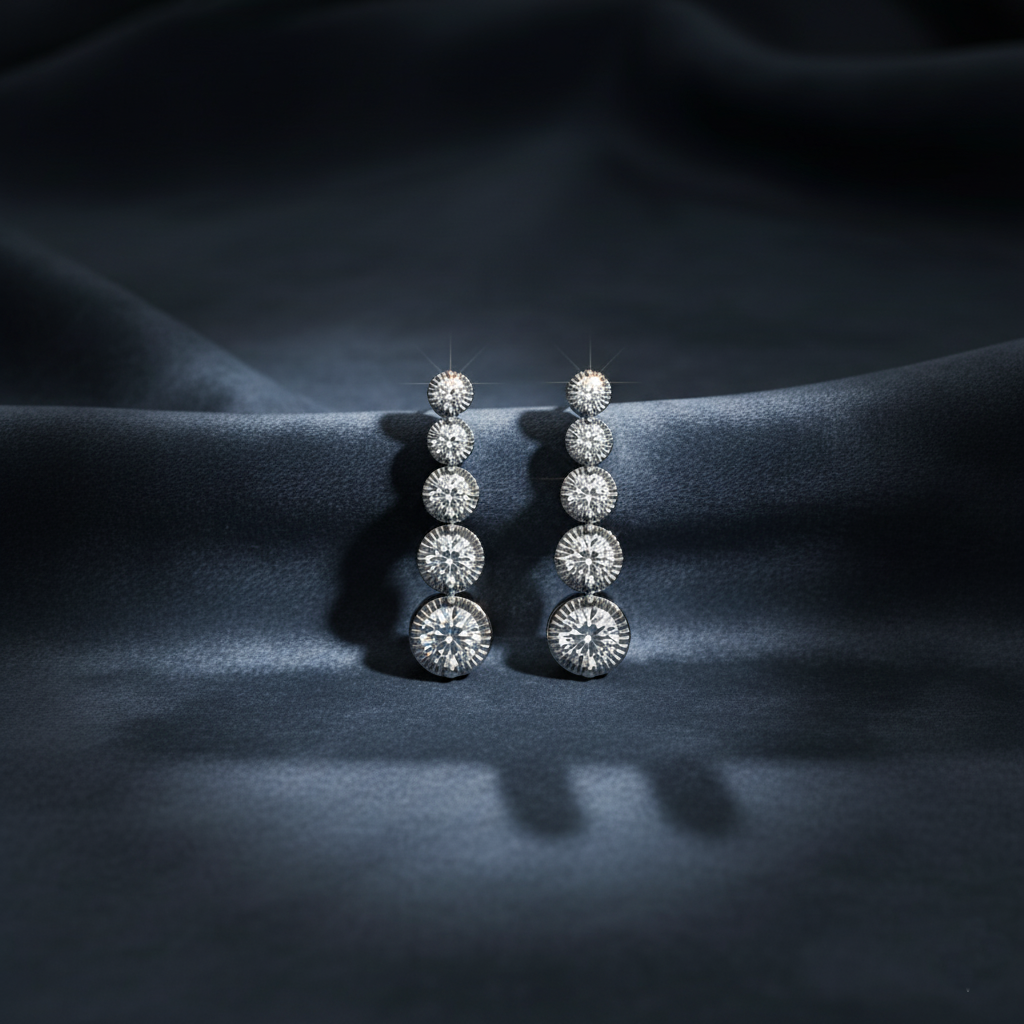 Elegant Diamond Drop Earrings with Milgrain
