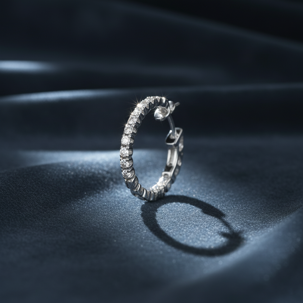 Sparkling Diamond Huggie Hoop Earrings