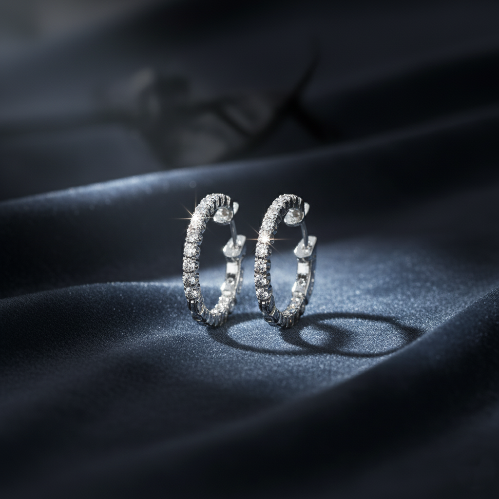 Sparkling Diamond Huggie Hoop Earrings