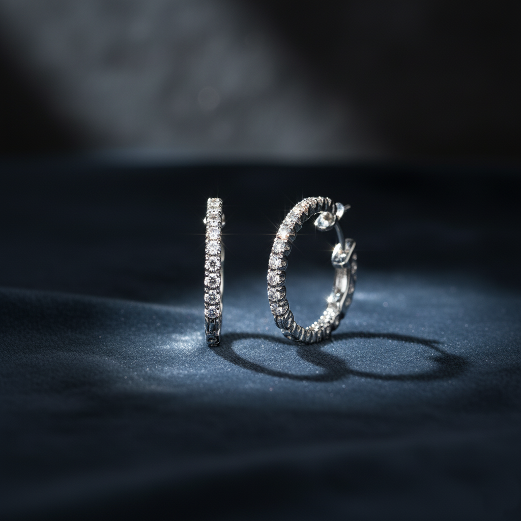 Sparkling Diamond Huggie Hoop Earrings