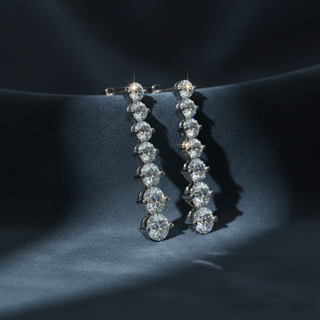 Beautiful Six-Stone Diamond Earrings