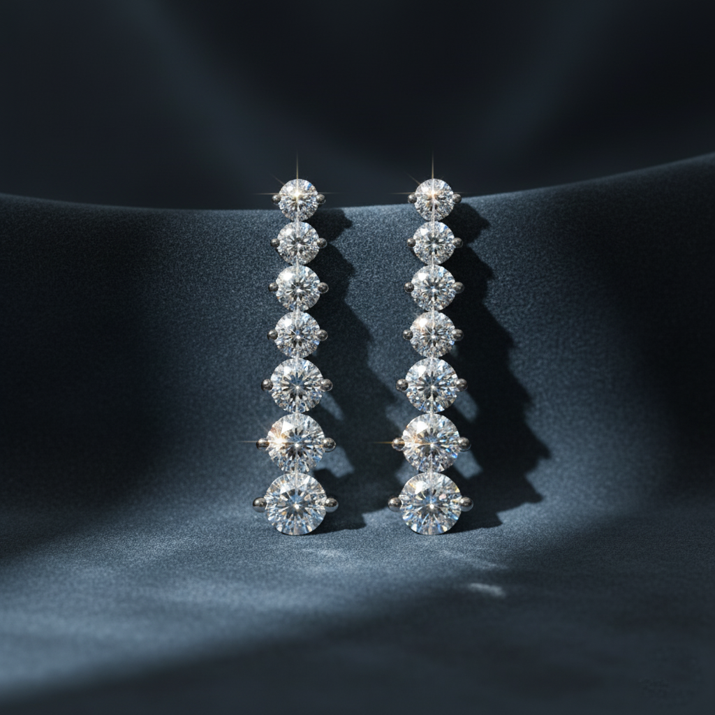 Beautiful Six-Stone Diamond Earrings