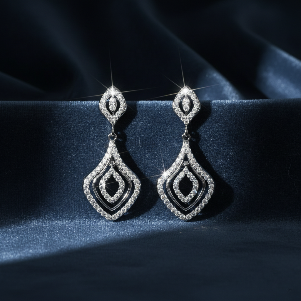 Decadent Vintage Inspired Diamond Dangle Earrings