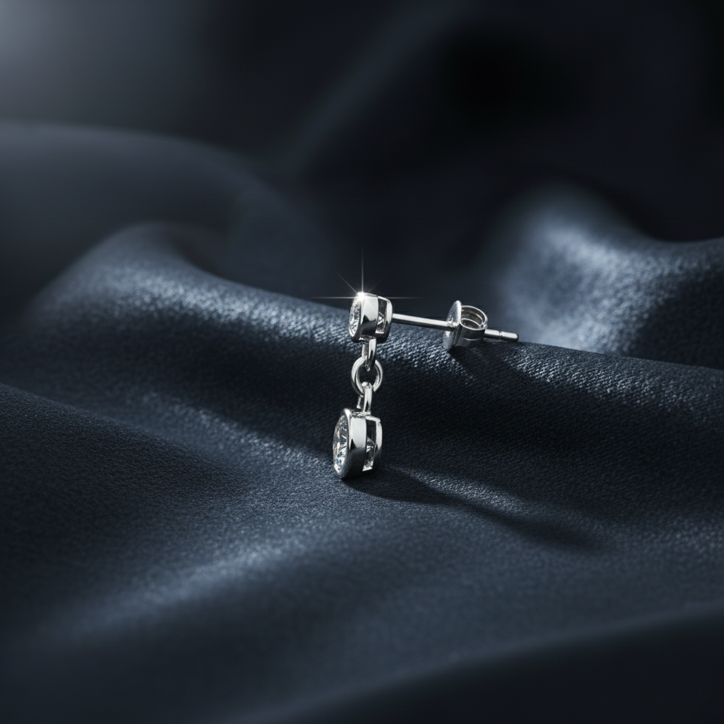 Captivating Bezel Set Diamond Drop Earrings