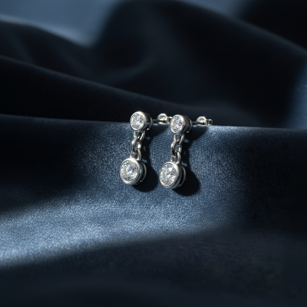 Captivating Bezel Set Diamond Drop Earrings