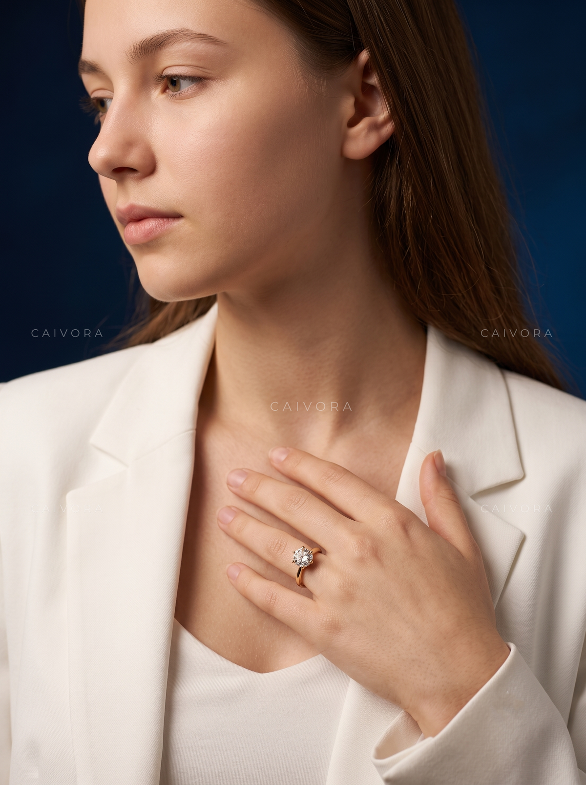 Round Cut Hidden Halo Pavé Tulip Engagement Ring