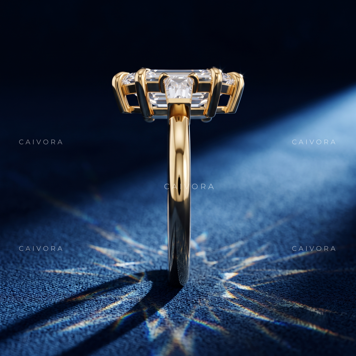 Sculptural Elegance with a Hexagonal Marquise Center