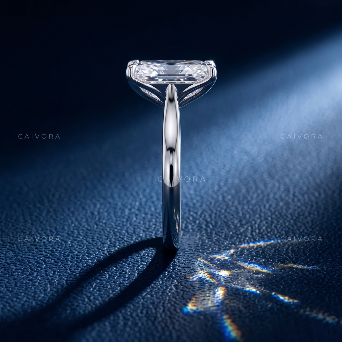 Radiant Cut Hidden Halo Pavé Tulip Engagement Ring